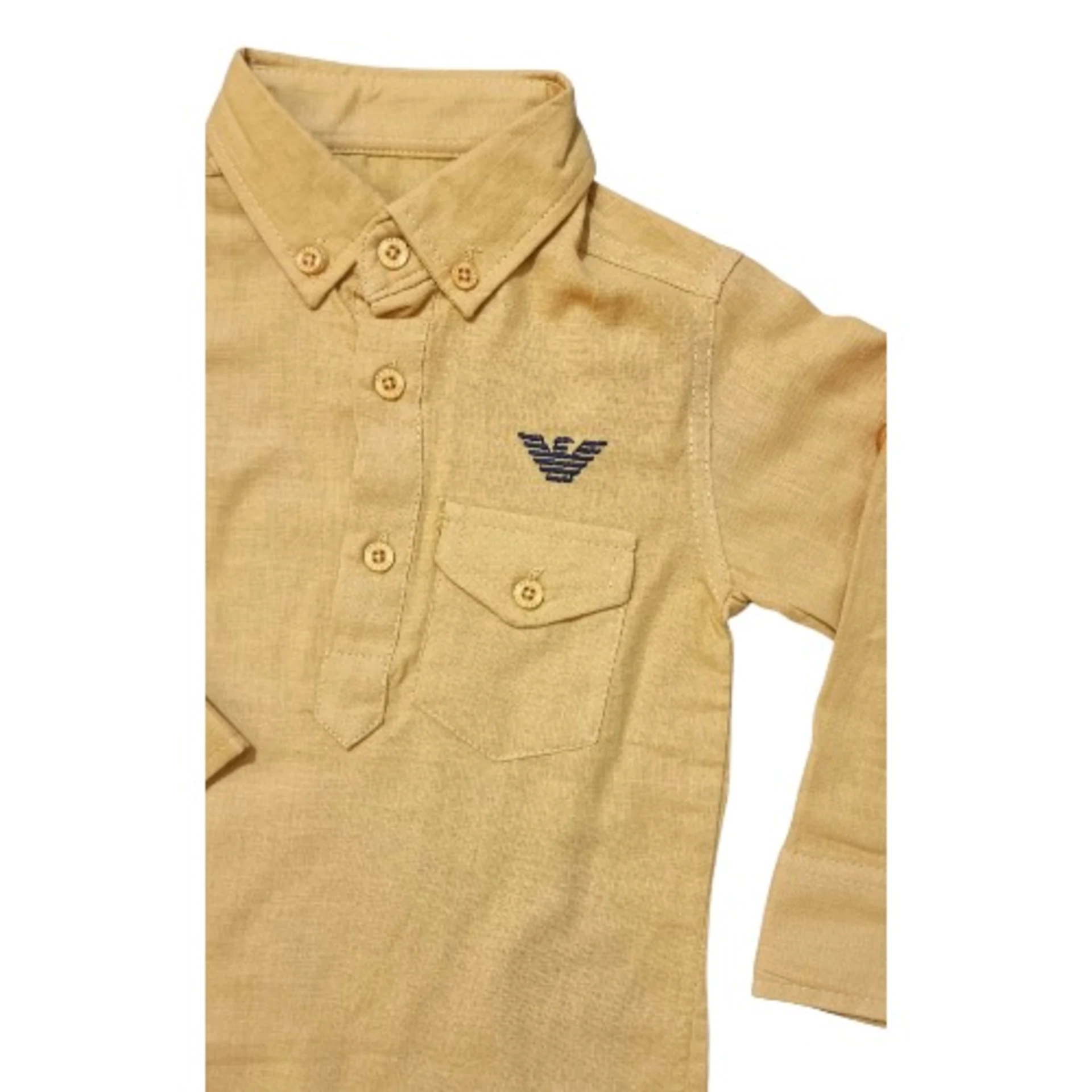 Armani Shirt With Reversible Sleeves & Band Neck – Yellow