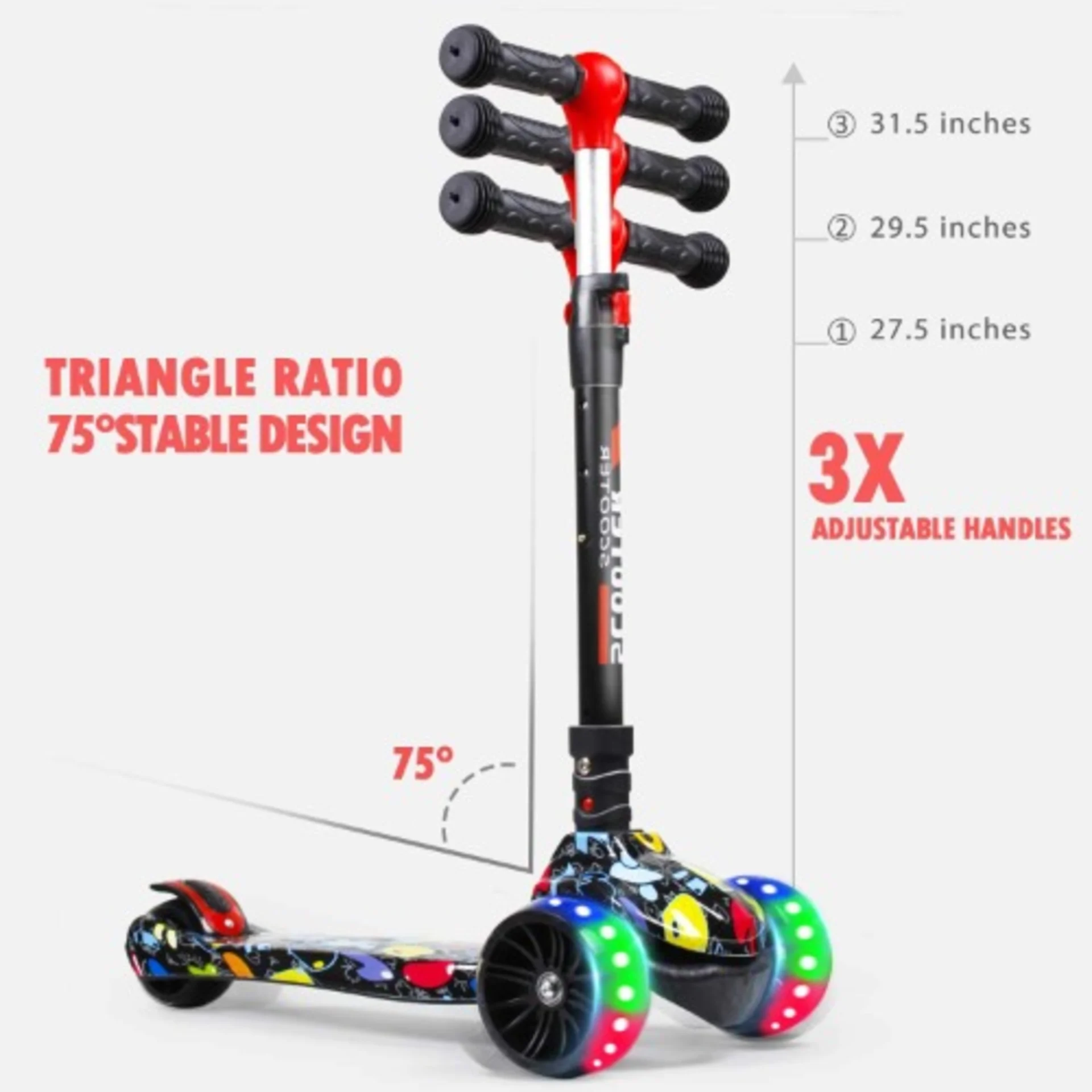 Kids Three Wheel Scooter With Led Flashlight Tyres