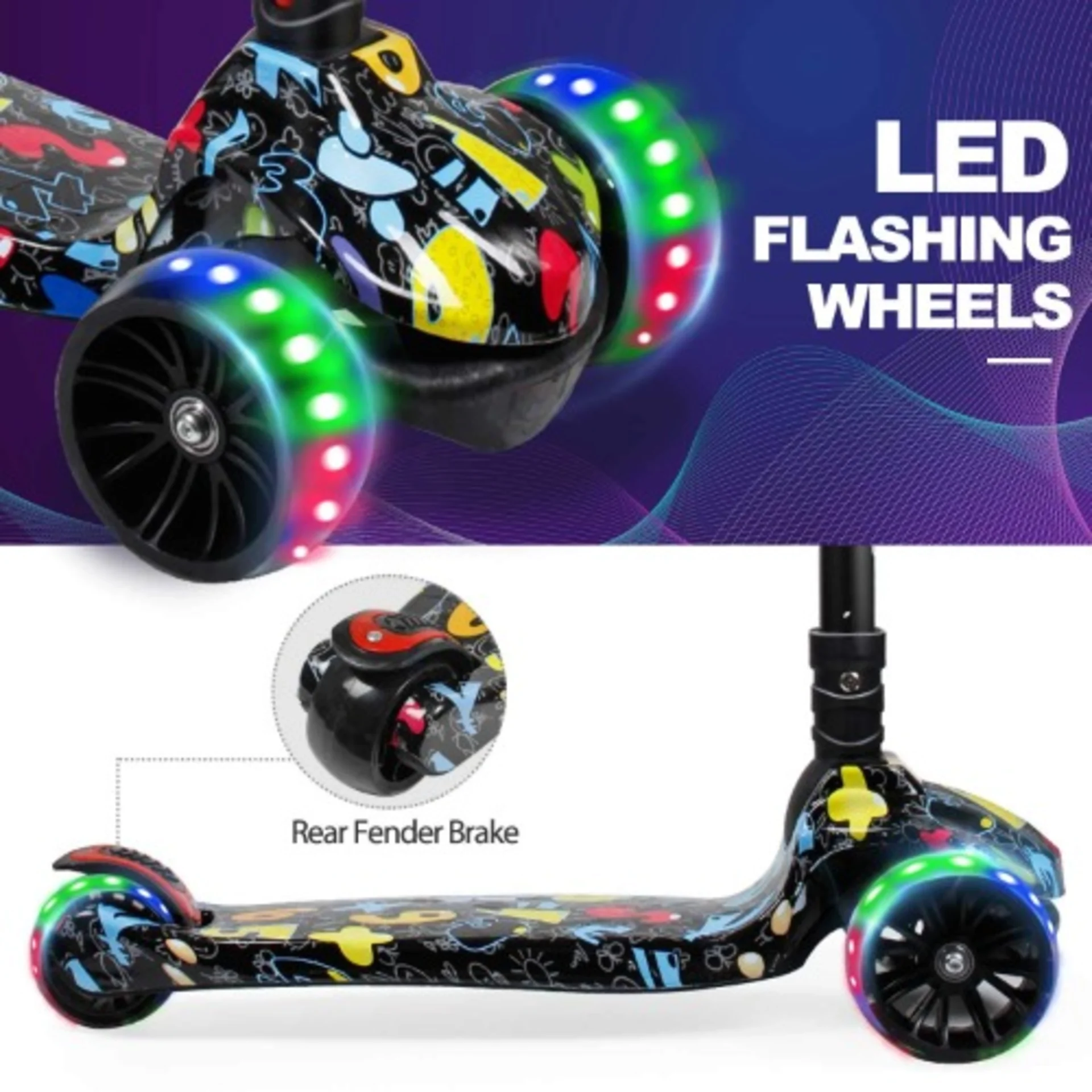 Kids Three Wheel Scooter With Led Flashlight Tyres