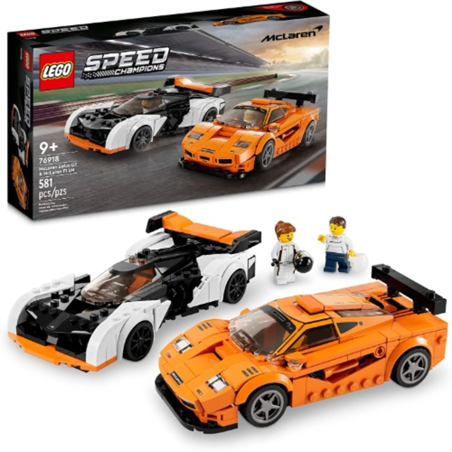 Lego Speed Champions Mclaren Solus Gt & Mclaren F1 Lm 76918 2 Iconic Race Car Toys-581pieces