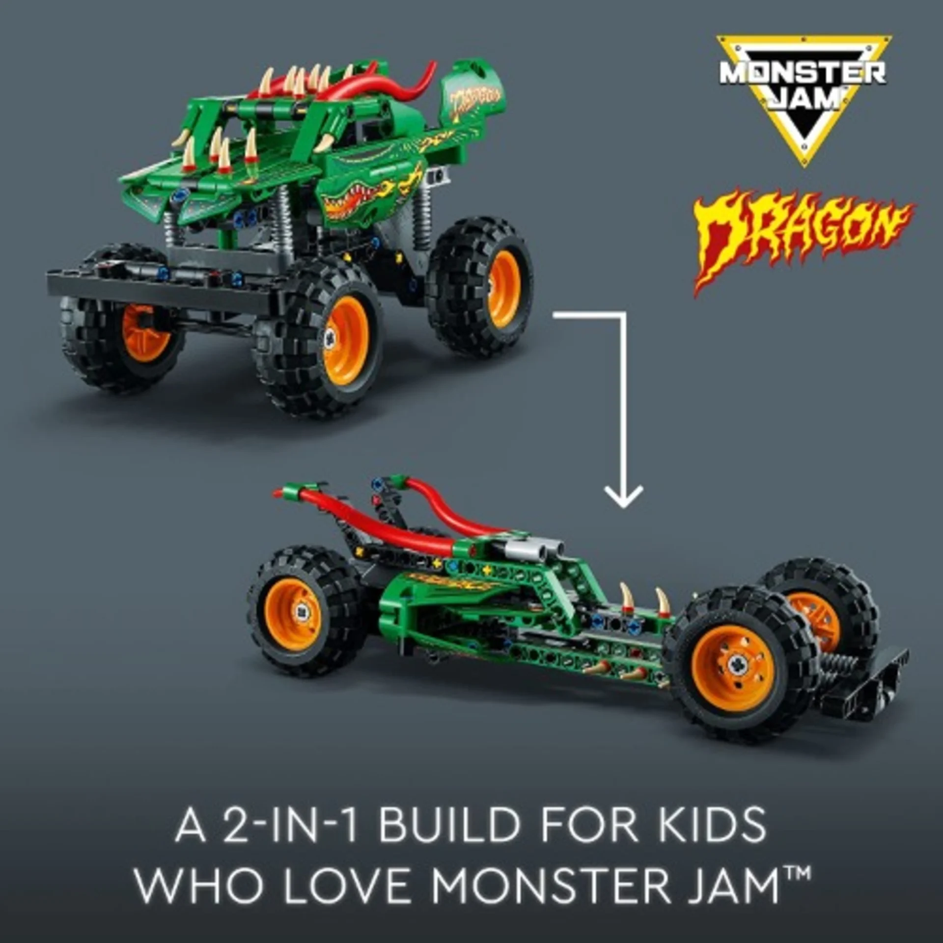 LEGO Technic Monster Jam Dragon & Monster Truck Toy -42149 -217 Pieces