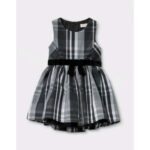 Cat & Jack Girls’ A Line Dress Black & White Plaid W/ Velour Shrug