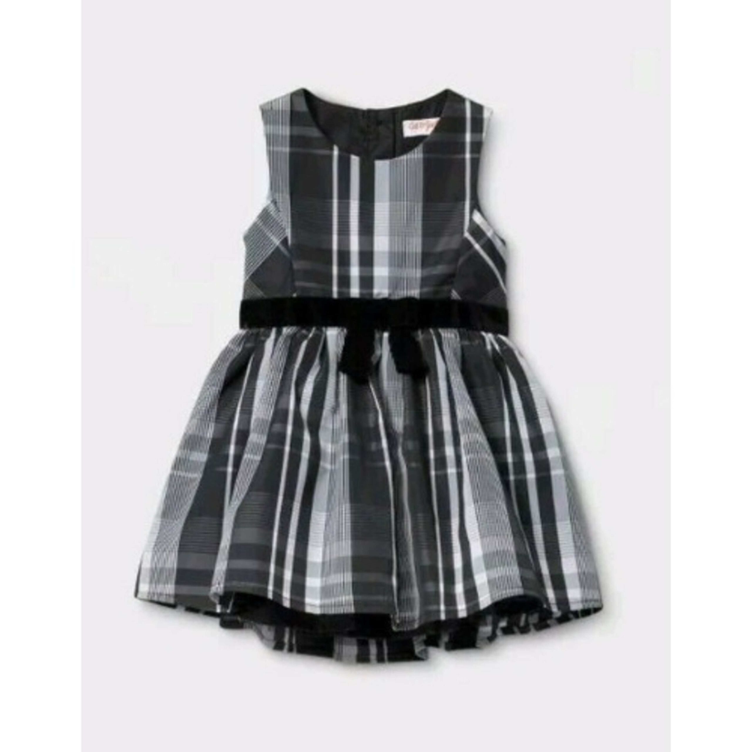 Cat & Jack Girls’ A Line Dress Black & White Plaid W/ Velour Shrug