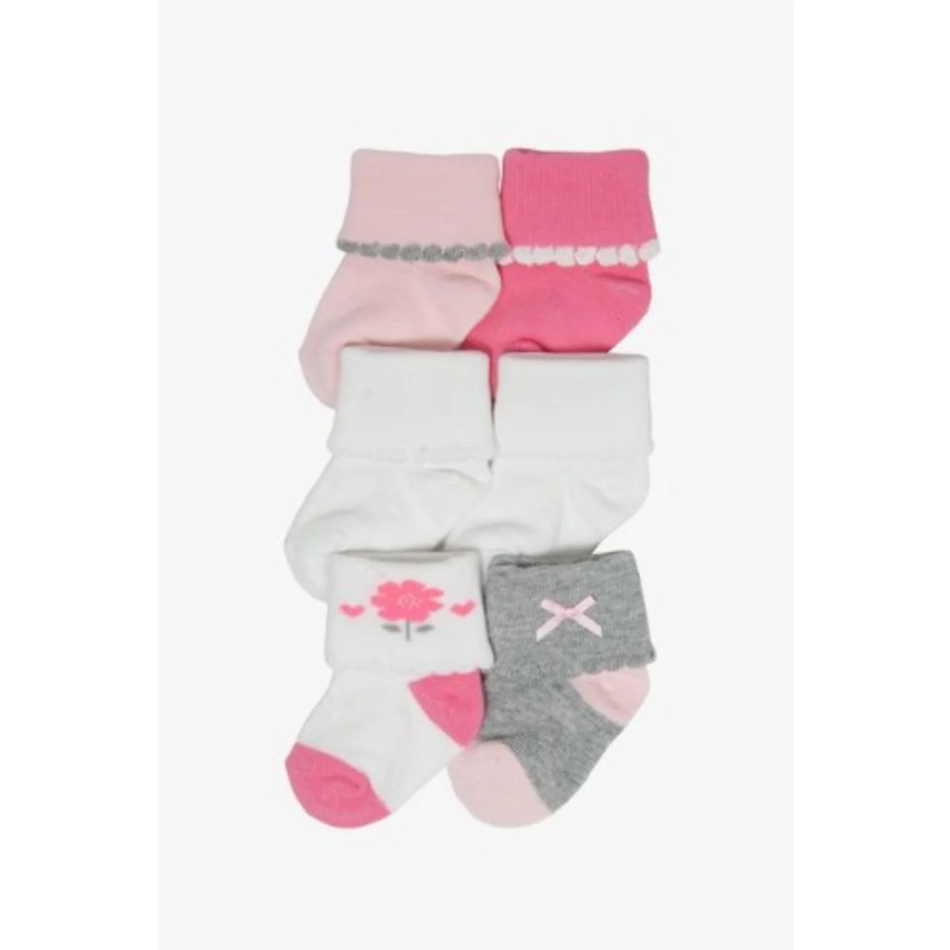 Carter’s Child Of Mine Baby Newborn Girls Scallop Cuffs Fashion Socks -6 Pack