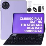 C Idea CM8800 Plus 5G with Keyboard – 10.1″ – 1TB ROM – 8GB RAM – SIM+WiFi – 10000mAh – Purple