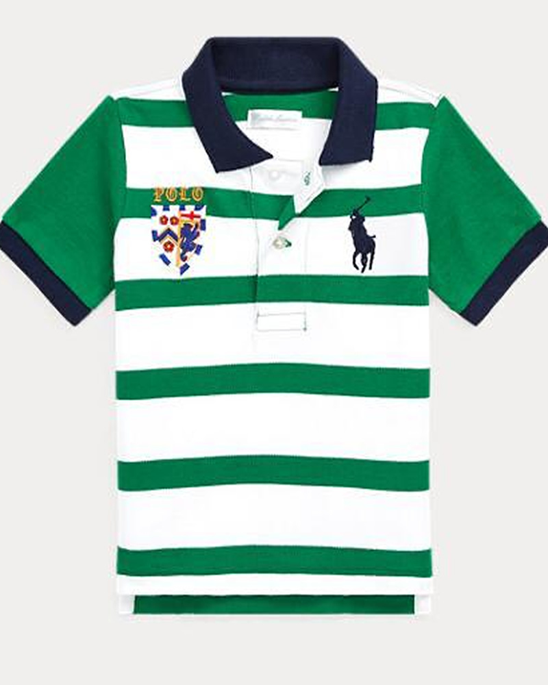 Polo Ralph Lauren Baby Green and White Big Pony Cotton Mesh Polo Shirt