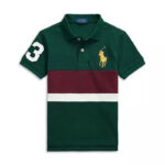 Polo Ralph Lauren Big Pony Cotton Mesh Polo Shirt Green and Burgundy