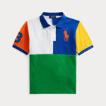Polo Ralph Lauren Big Pony Cotton Mesh Polo Shirt in a Color-Blocked Design with the Number “3” on the Sleeve