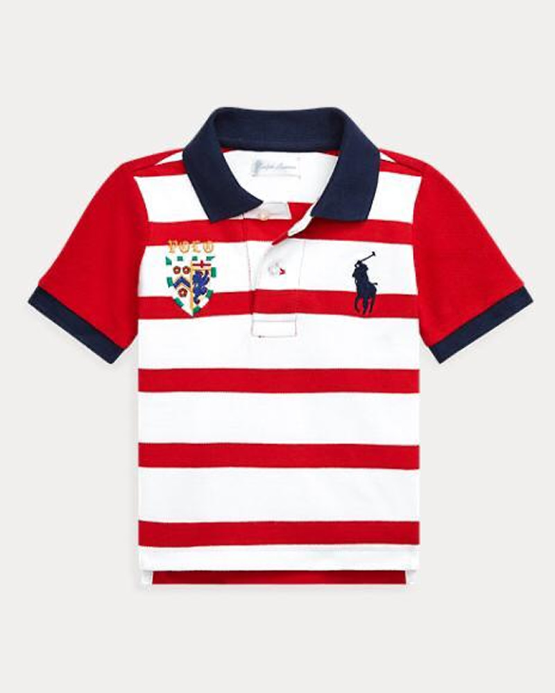 Polo Ralph Lauren Big Pony Crest Cotton Polo Shirt in Red and White Stripes