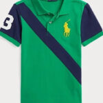 Polo Ralph Lauren Big Pony Polo Shirt in Green with a Navy Diagonal Stripe