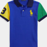 Polo Ralph Lauren Blue Saphire With Green And Yellow Arms Big Pony Polo Shirt