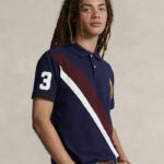 Polo Ralph Lauren Custom Slim Fit Big Pony Mesh Polo Shirt with a Twill “3” Appliqué on the Sleeve