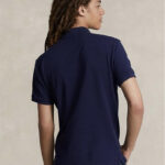 Polo Ralph Lauren Custom Slim Fit Big Pony Mesh Polo Shirt with a Twill “3” Appliqué on the Sleeve