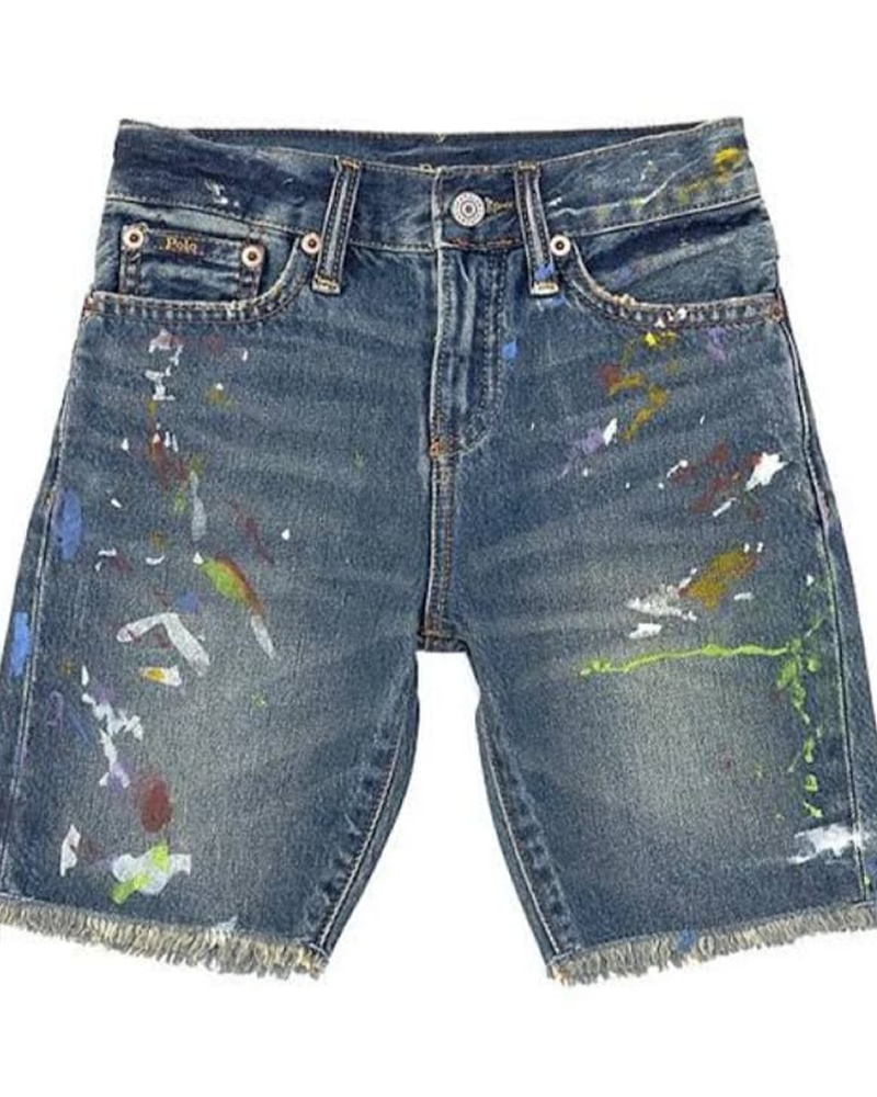 Polo Ralph Lauren Denim Blue Paint-Splatter Shorts Kids