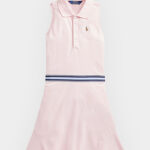 Polo Ralph Lauren Pink Sleeveless Dress with Logo Embroidery