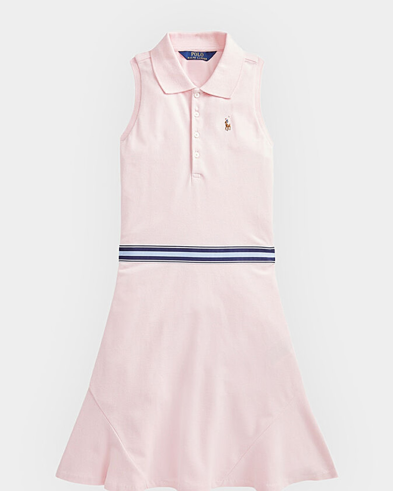 Polo Ralph Lauren Pink Sleeveless Dress with Logo Embroidery