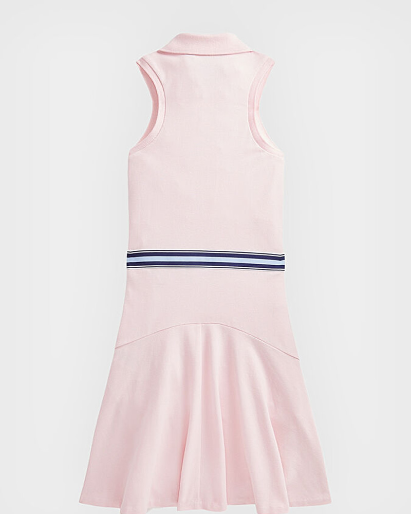 Polo Ralph Lauren Pink Sleeveless Dress with Logo Embroidery