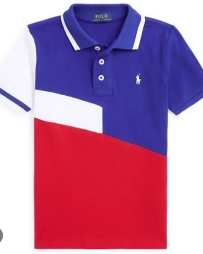 Polo Ralph Lauren Red Multi Colorblock Short Sleeve Polo Shirt Blue, White and Red