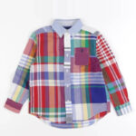 Polo Ralph Lauren Red and White Striped Cotton Mesh Polo Shirt with a Navy Blue Collar and Cuffs