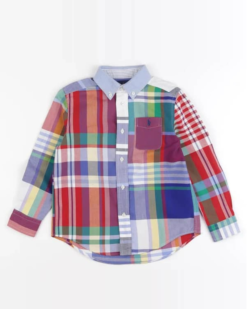 Polo Ralph Lauren Red and White Striped Cotton Mesh Polo Shirt with a Navy Blue Collar and Cuffs