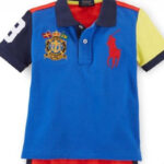 Polo Ralph Lauren Short-Sleeve Button-Down Shirt in Navy Blue Cotton with a Red Embroidered Pony Logo