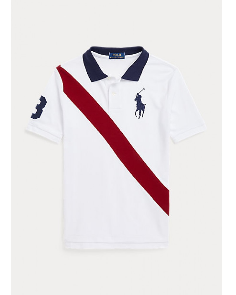 Polo Ralph Lauren White and Red Diagonal Polo Shirt