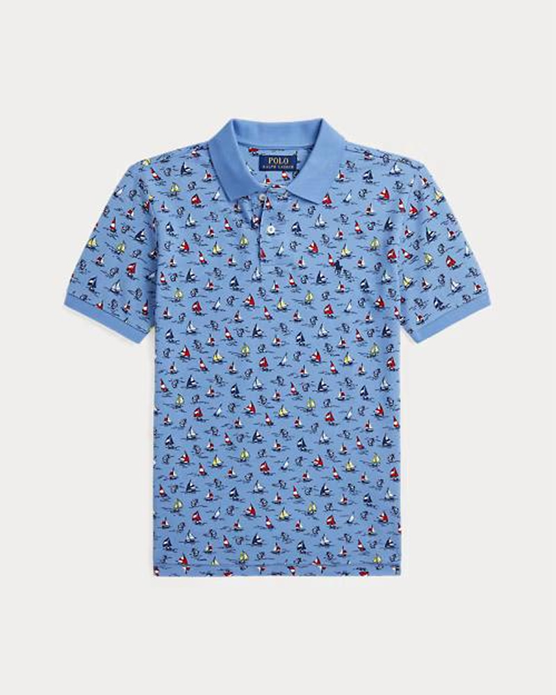 Polo Ralph Lauren Sailboat-Print Cotton Mesh Polo Shirt