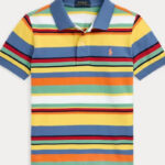 Polo Ralph Lauren Striped Cotton Mesh Polo Shirt Blue and Yellow