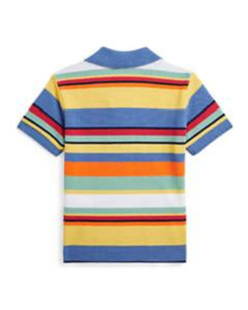 Polo Ralph Lauren Striped Cotton Mesh Polo Shirt Blue and Yellow