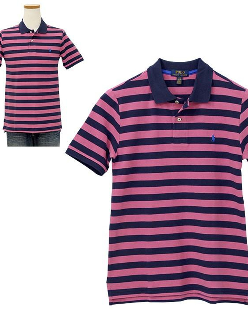 Polo Ralph Lauren striped navy blue and wine polo shirt