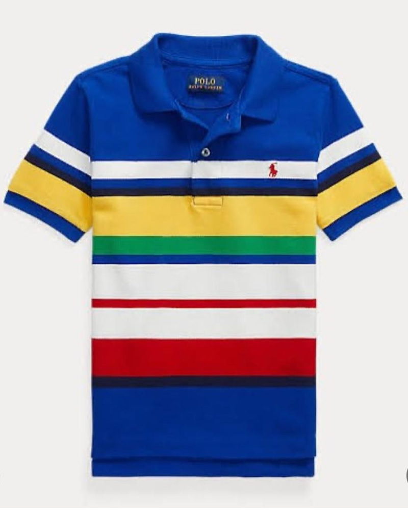 Polo Ralph Lauren Big Pony Cotton Mesh Polo Shirt in a Color-Blocked Design with the Number “3” on the Sleeve