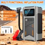 JKUOO 9-in-1 Portable  Jump Starter with Air Compressor, Digital Tire Inflator with 150PSI, 4 Powerful Inflation Modes