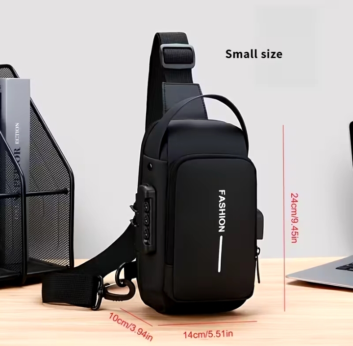 1pc Men’s Anti-Theft Password Lock Chest Sling Bag