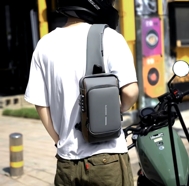 1pc Men’s Anti-Theft Password Lock Chest Sling Bag