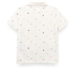 Tommy Hilfiger Kids Boys Monogram Print Critter Polo Shirt in White with Multicolored Embroidered Flags