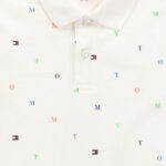 Tommy Hilfiger Kids Boys Monogram Print Critter Polo Shirt in White with Multicolored Embroidered Flags