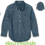 POLO RALPH LAUREN INDIGO COTTON CHAMBER BOY SHIRT