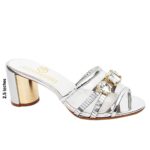 Catalina Silver Italian Leather High Heel Mule