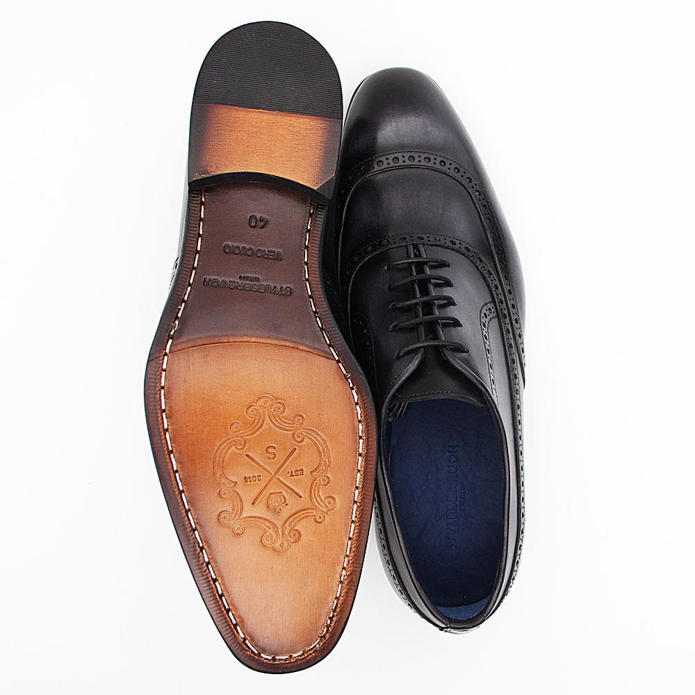 Gray Black Hand Painted Italian Leather Brogue Oxford Shoe