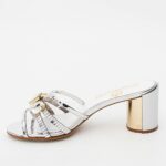 Catalina Silver Italian Leather High Heel Mule