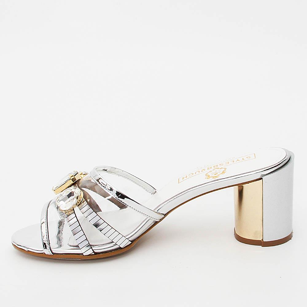 Catalina Silver Italian Leather High Heel Mule