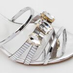 Catalina Silver Italian Leather High Heel Mule
