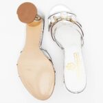 Catalina Silver Italian Leather High Heel Mule