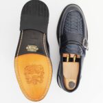 Breno Italian SN Skin Leather Buckle Loafers In Dark Navy