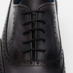 Gray Black Hand Painted Italian Leather Brogue Oxford Shoe