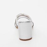 Catalina Silver Italian Leather High Heel Mule