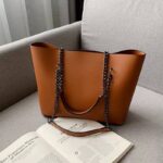 Chain Leather Tote Bag