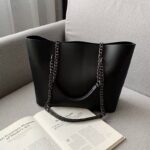 Chain Leather Tote Bag