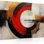 AUUZAIUA Abstract Canvas Wall Art for Living Room Black and Red Geometry Pictures Wall Decor for Bedroom Office Kitchen Canvas Prints 20×40 Inch