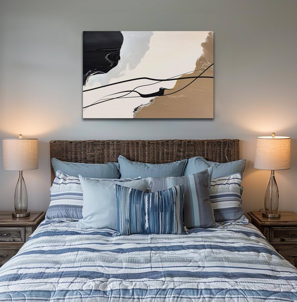 Abstract Wall Art Canvas Decor Large Abstract Art Paintings for Living Room Brown and Grey Fantasy Graffiti Pictures for Home Bedroom Kitchen Decorations (32x48inches)